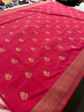 Venkatagiri fancy soft Linen Cotton sarees with self blouse and fancy Border and Butties all over🌹 - AU12