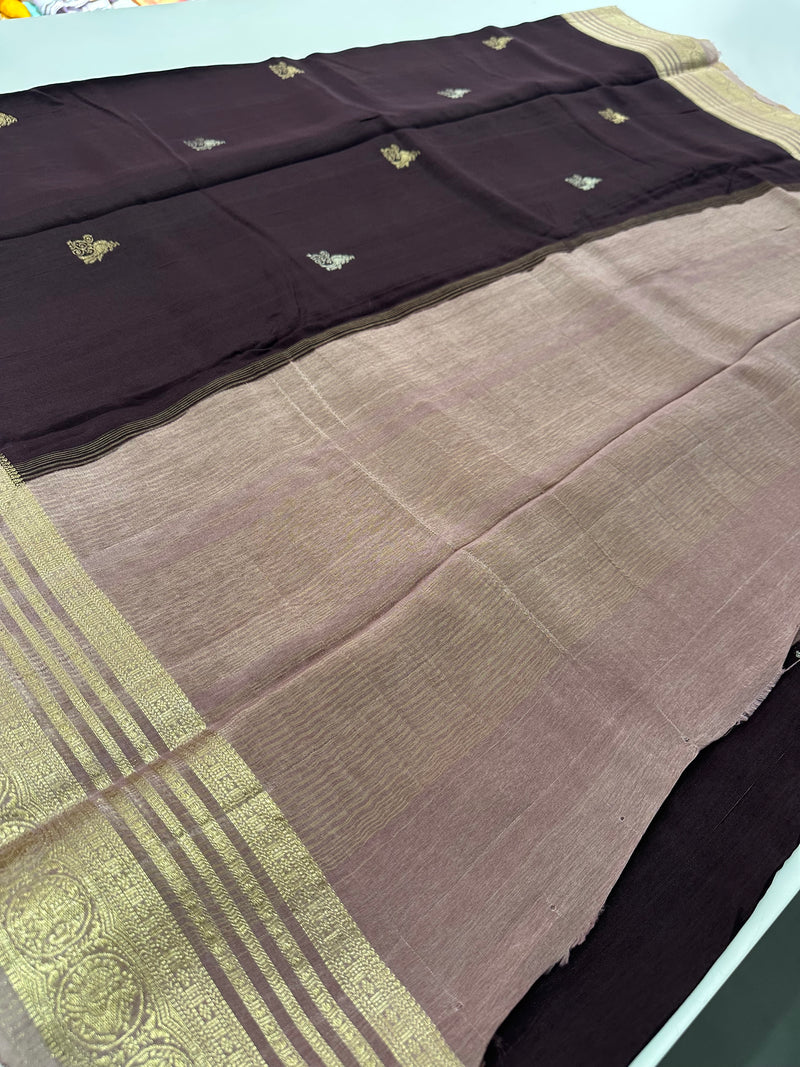 Cut Dana Work Border Chinnon Saree -AU6