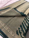 Premium Laser Chiffon Saree – Green AU26