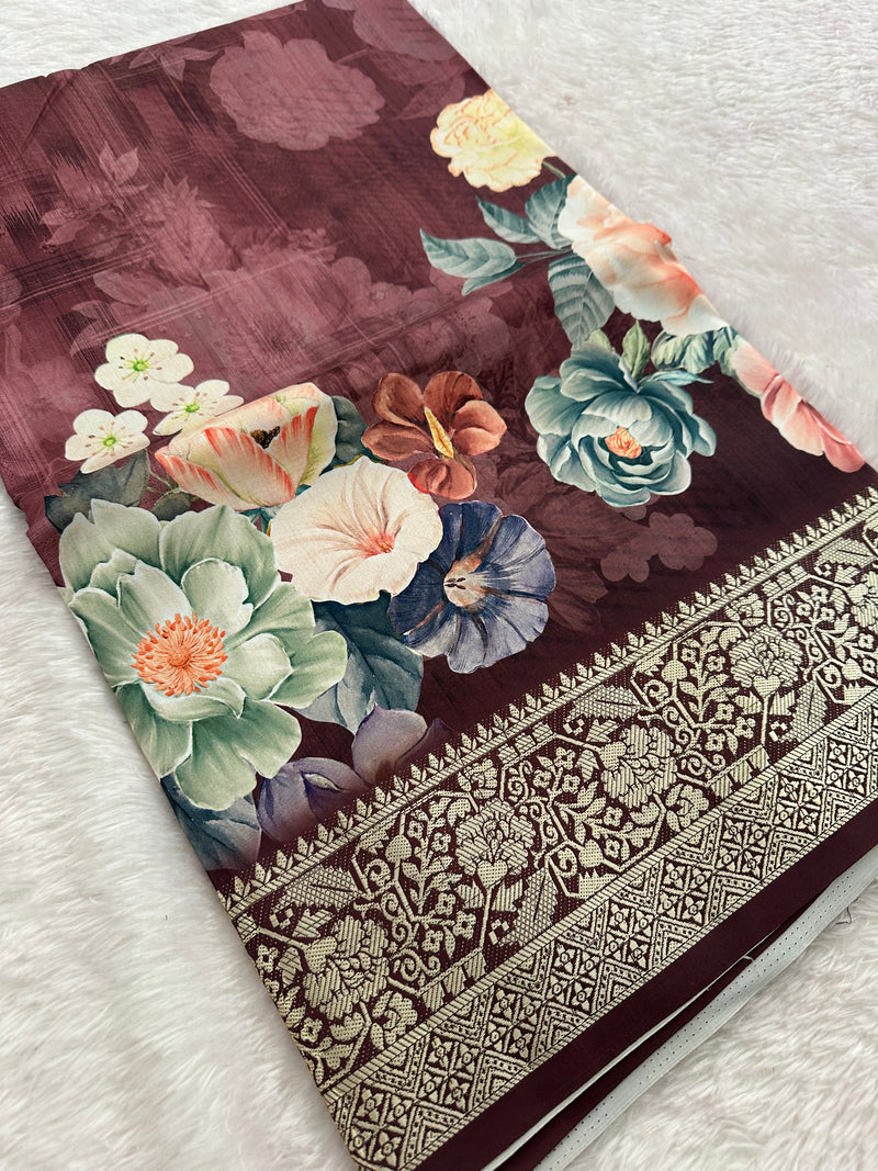 Kalamkari Printed Crape-JU14