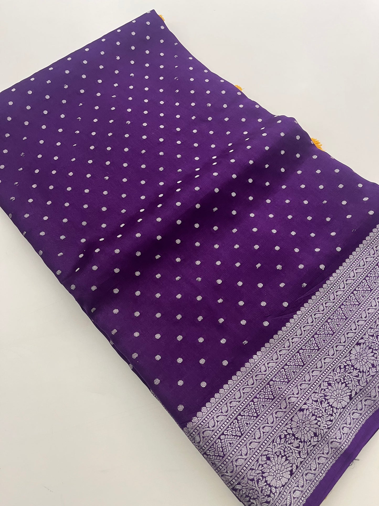 Banarsi Crape Silver Butties