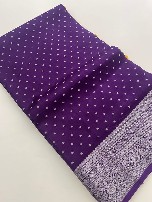 Banarsi Crape Silver Butties