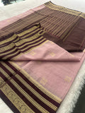 Semi Crepe Checks Saree - Pastel Pink x Wine AU25