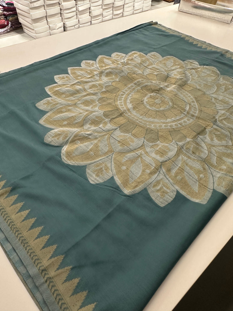 Designer Saree - Grey Crepe Georgette JU17