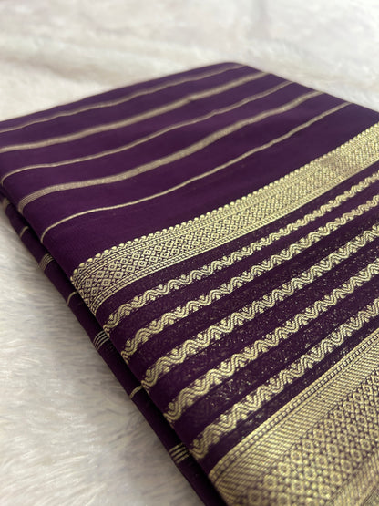 Striped All Self Semi Mysore Silk