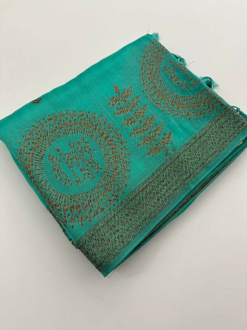 Jute Tussar Designer Sarees beautiful colour combinations🌹-AU9