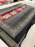 Red X Black Soft Printed Kalamkari Chanderi Saree