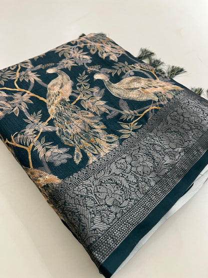 Printed Tussar silk