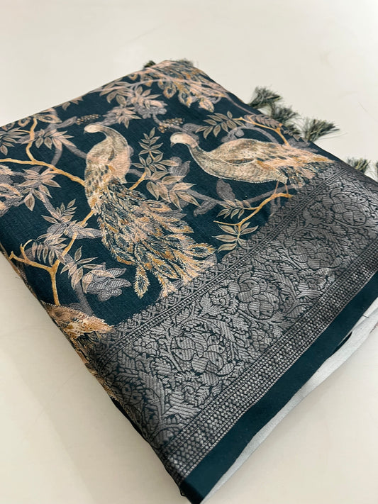 Printed Tussar silk