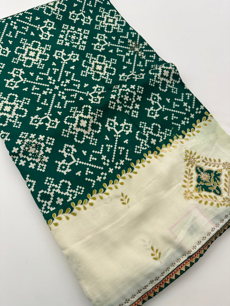 Patola Stone Work Fancy Saree-J30