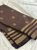 Brown Semi Mysore Silk Checks Saree with Butta - AU13