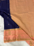 Semi Crepe Silk Saree - Dark Blue x Peach (J29)
