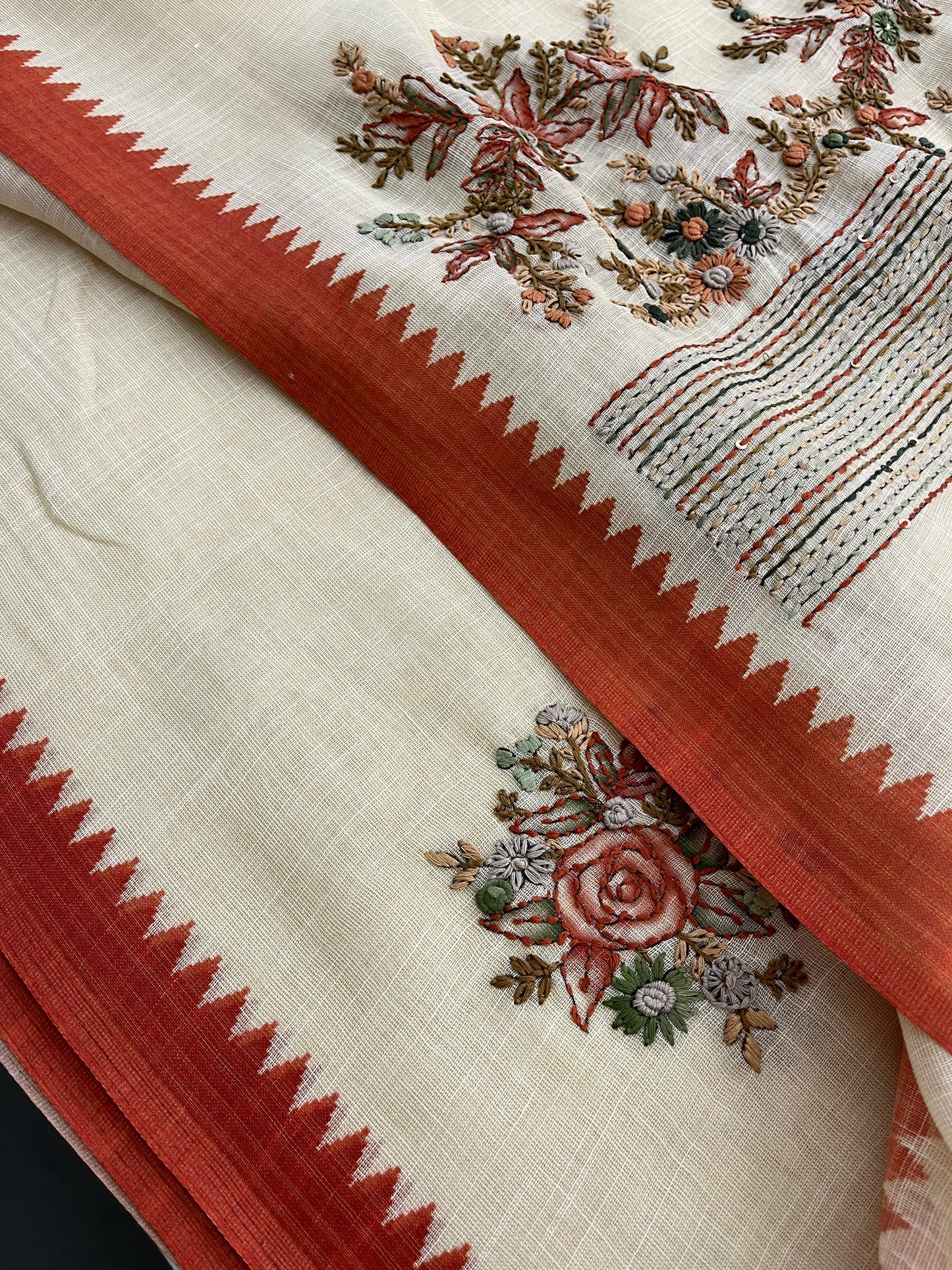 Linen designer embroidery