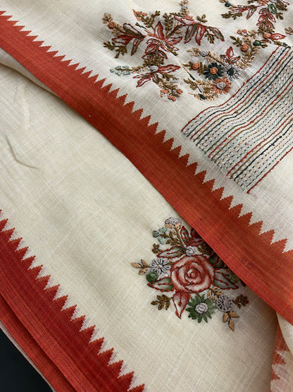Linen designer embroidery