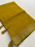 Mustard Yellow Banarsi Crepe Silk Designer Saree AU26