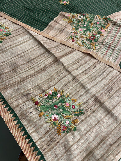 Linen Tussar designer saree