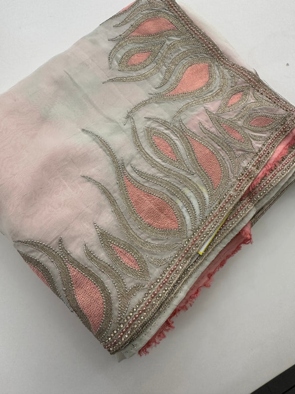 Designer Tissue Organza Embroidery Work Border-JU4