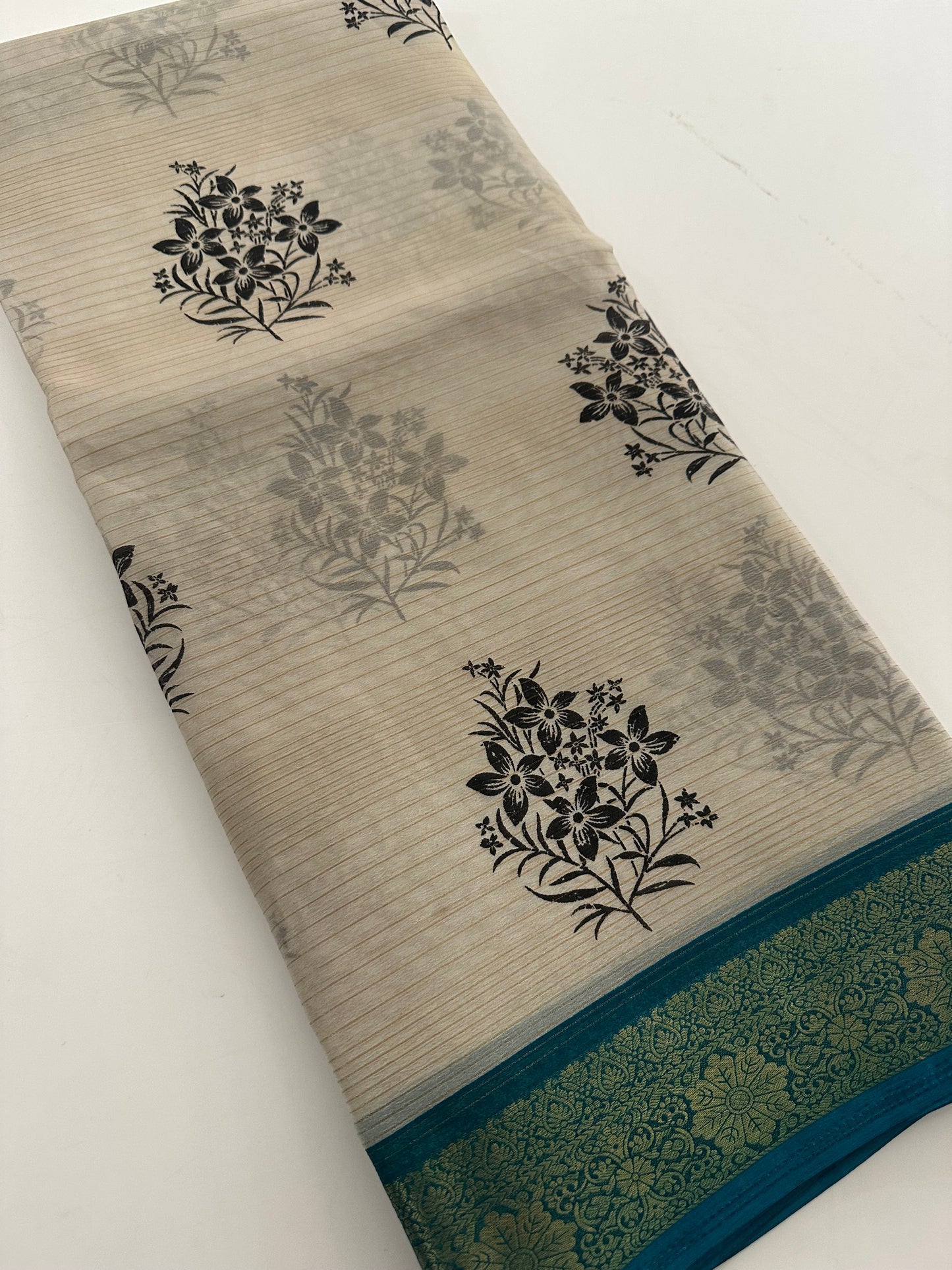 Fancy Cotton Chiffon Saree-J1