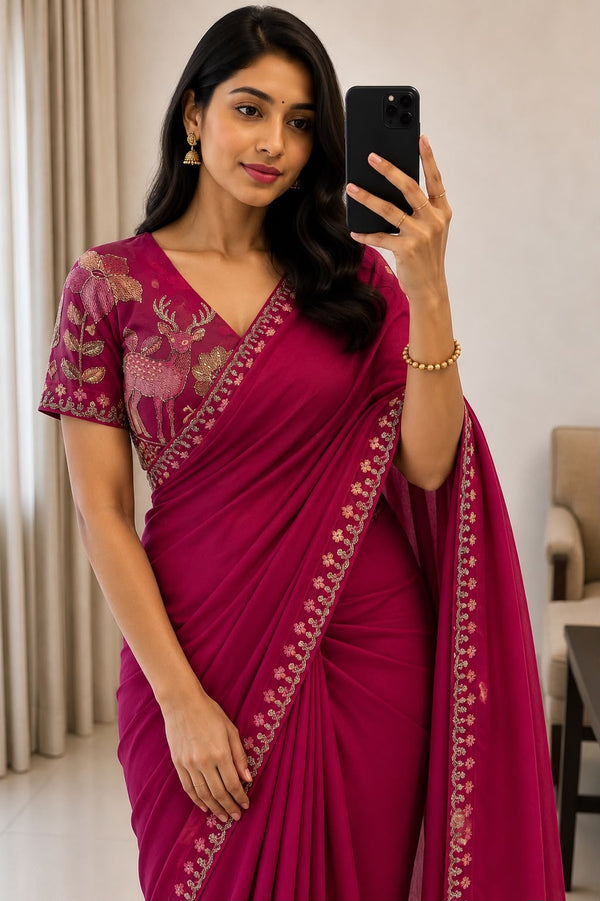 Rangoli silk  Saree with Multi Emrodiry sequins Work With Embroidery Beautiful blouse 😍