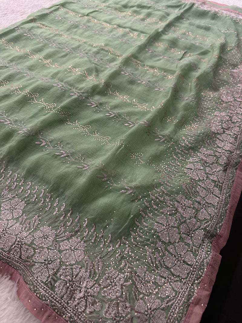 Work Organza Saree-JU12