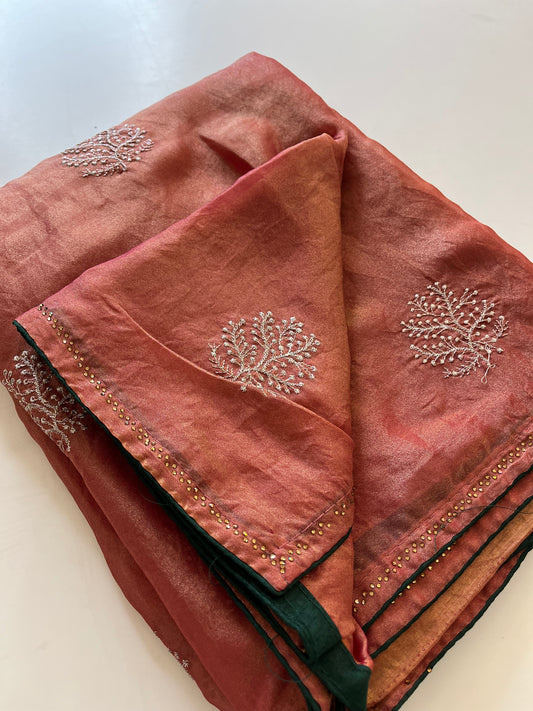 Laser Chiffon Work Saree