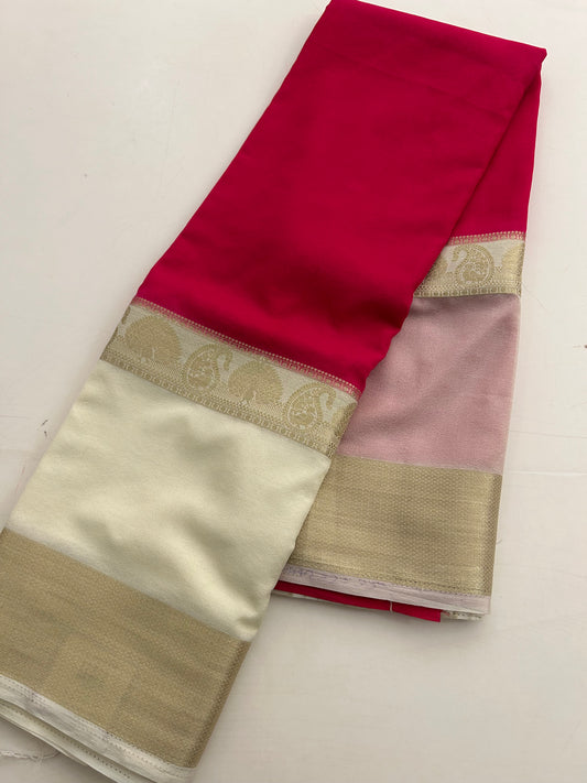 Pink x Ivory Crape Silk Fancy