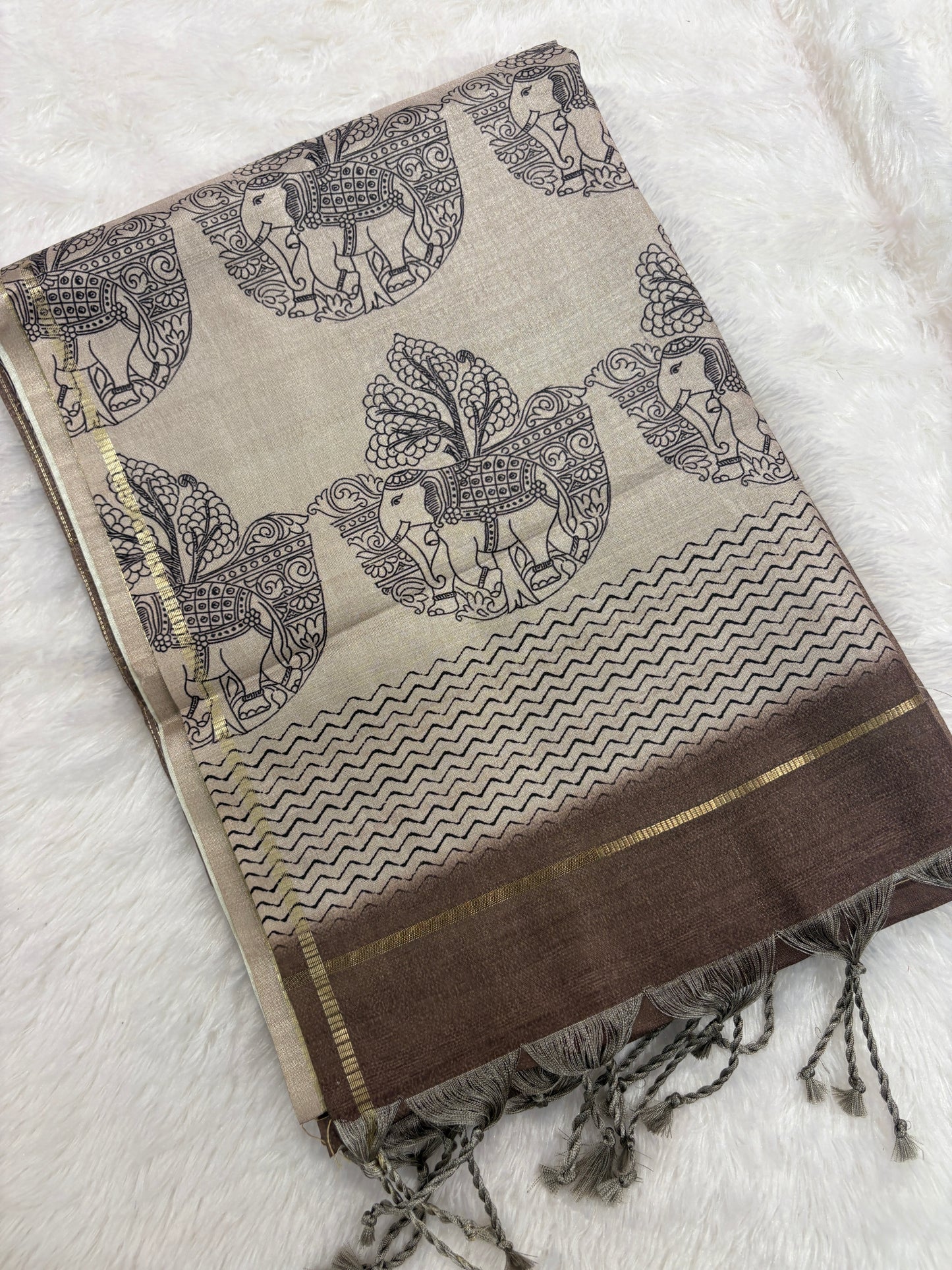 Kalamkari Tussar Fancy Saree-M101