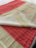 Premium Georgette Sarees In Checks Zari and Small Border with Contrast Blouse Piece 🌹-JU18