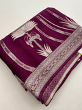 Pure Banarsi Crepe Silk Saree,, silver and gold weaving all over 🌹-AU15