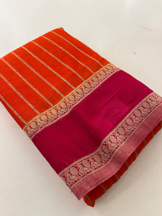 Designer crape Chinnon saree