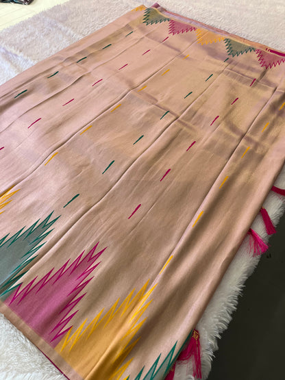 Gold Tissue Silk Temple Design-1028