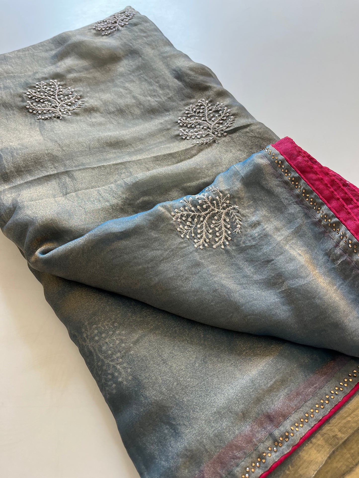 Laser Chiffon Work Saree