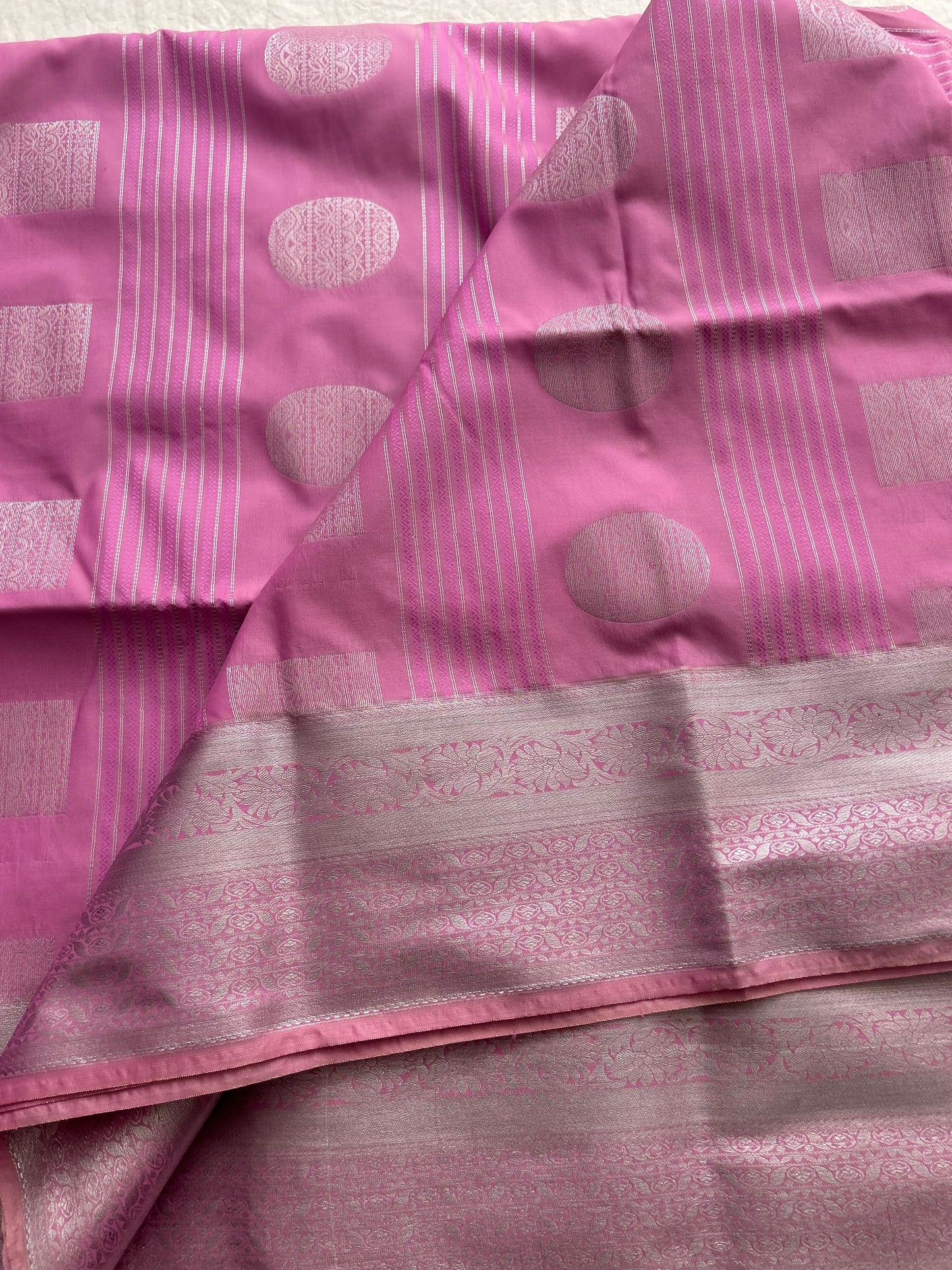 Ananta semi silk saree-Baby Pink X Wine