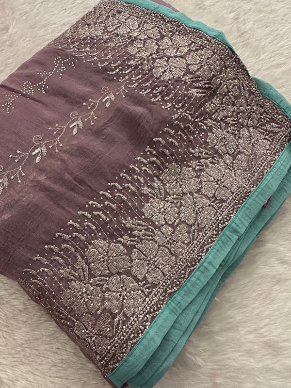Work Organza Saree-JU12