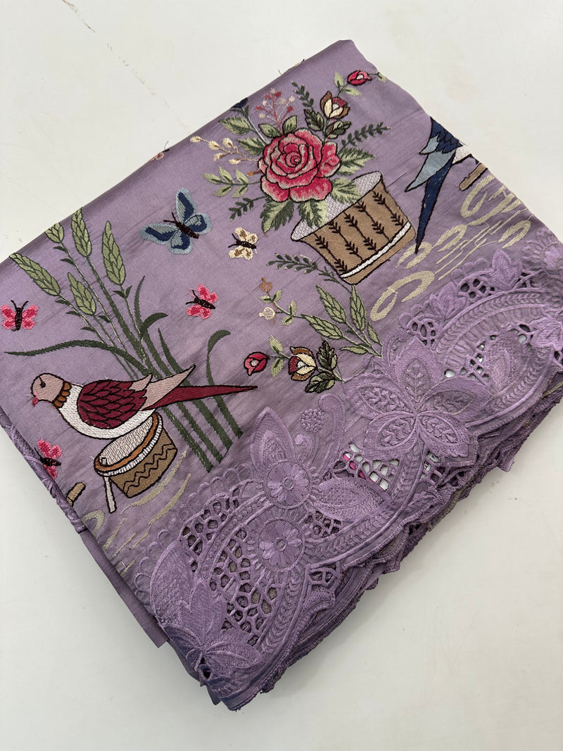 Cut Work Designer Full Embroidery Work Pure Tussar-J20