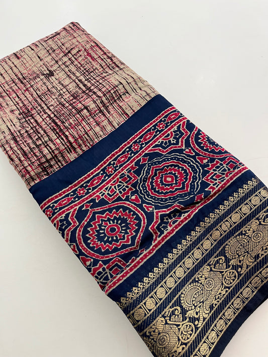 Bagru print fancy saree