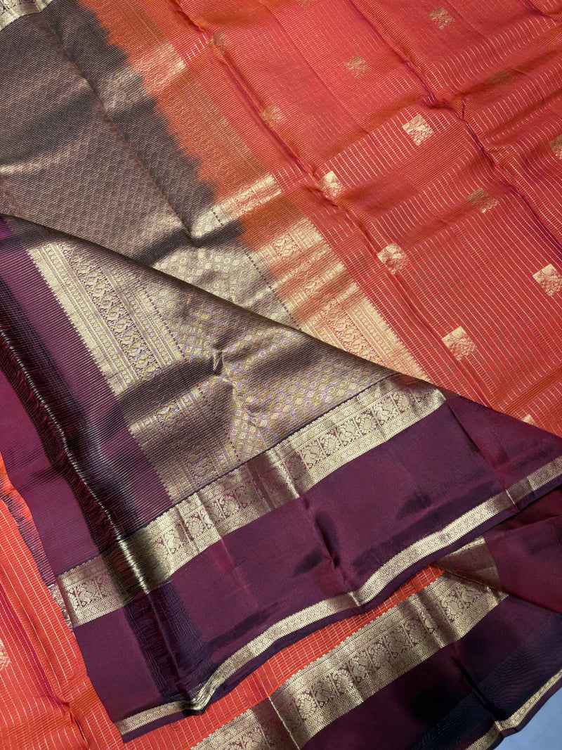 Silk Saree - Rust & Brown (CR21)
