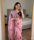 Soft Rangoli silk saree with embroidery work all over saree and beautiful  flower  design and real  mirror work with cut work border    Blouse - beautiful contract rangoli silk blouse with embroidery work