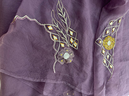 Organza Appliqué Work saree -M27