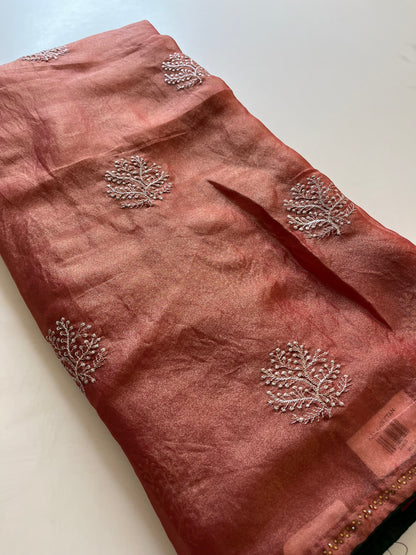 Laser Chiffon Work Saree