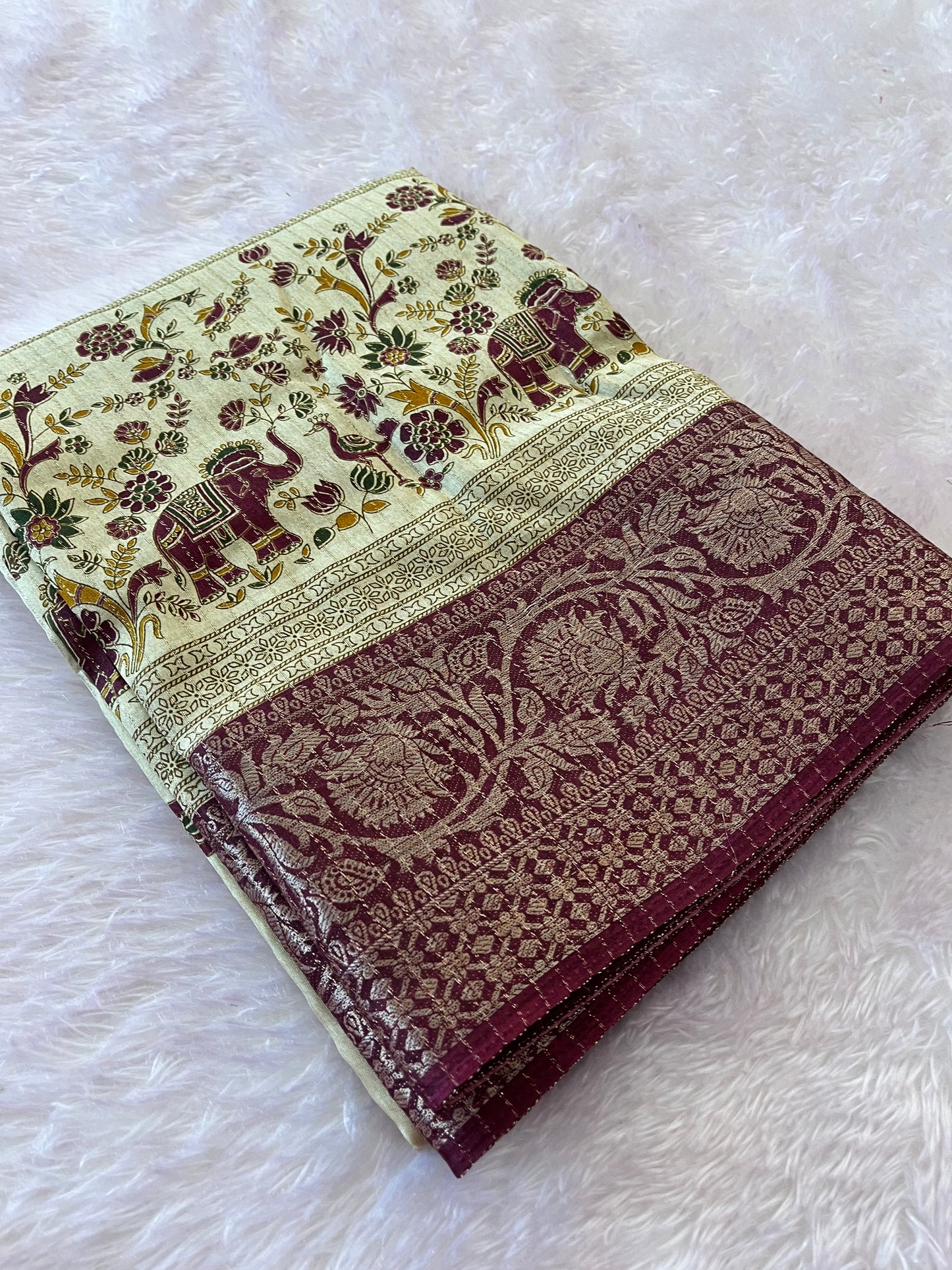 Tussar fancy saree printed