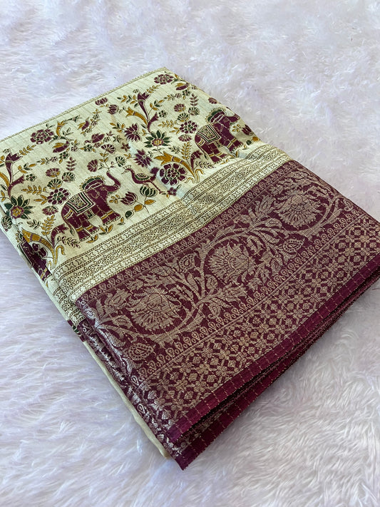 Tussar fancy saree printed