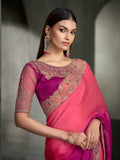SW-1705 — MAJESTIC SHADED SARTIN CHIFFON SAREE & BANGLORE WORK BLOUSE