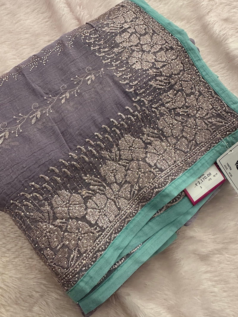 Work Organza Saree-JU12