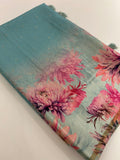 Digital floral Printed Tussar Saree,, contrast butti blouses🌹/- AU12