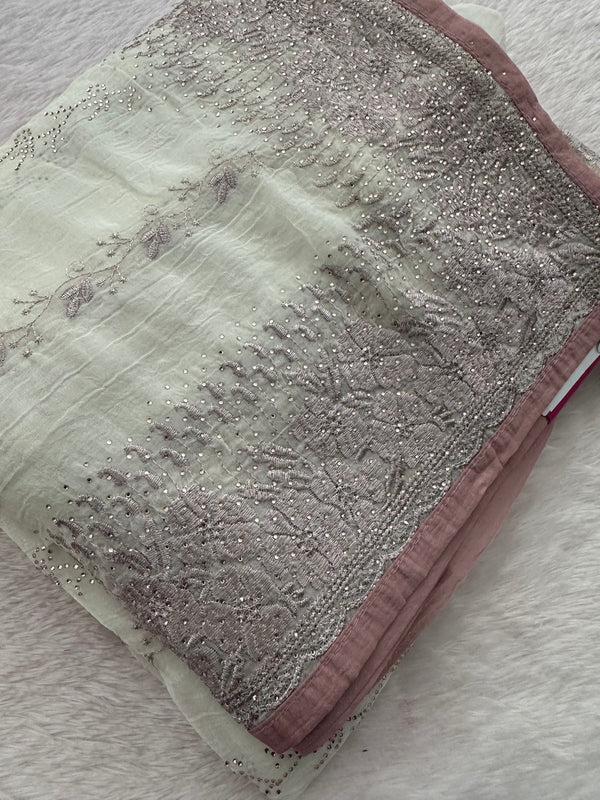 Work Organza Saree-JU12