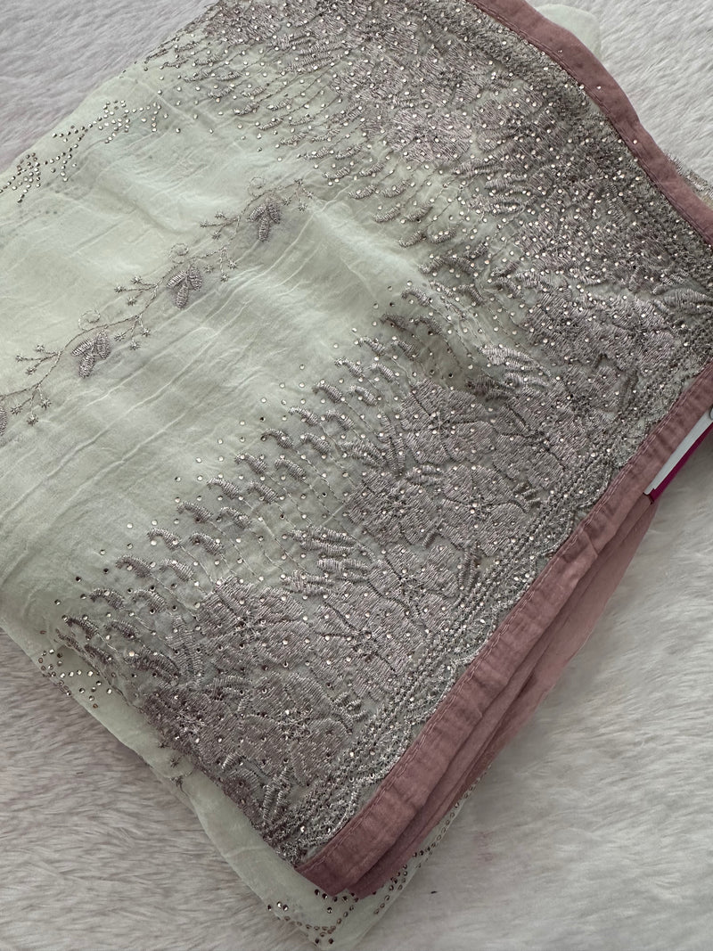 Work Organza Saree-JU12