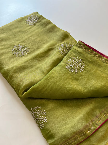 Laser Chiffon Work Saree