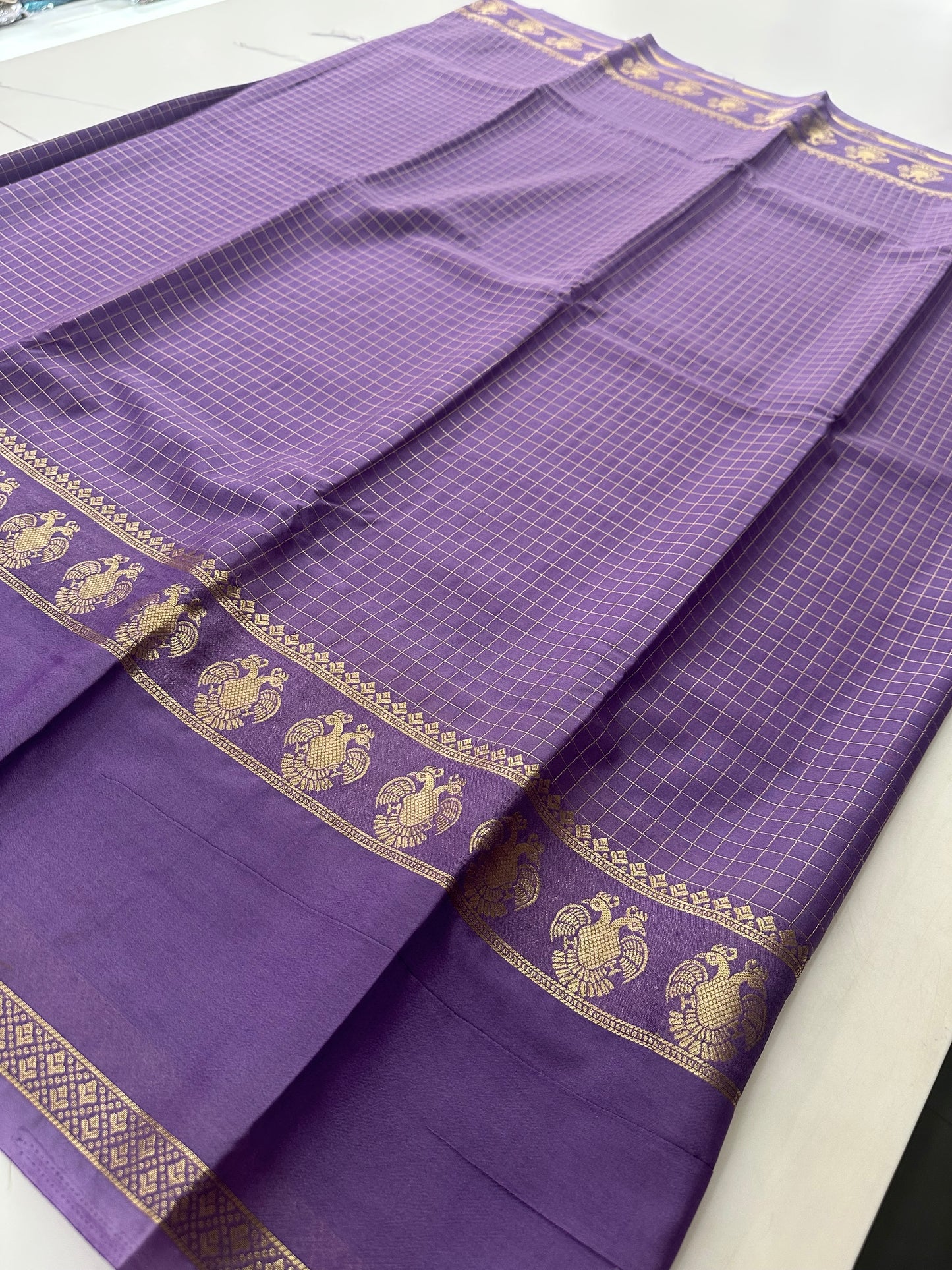 Fancy Checks Crape Silk Saree -M30