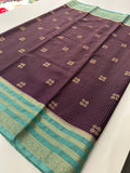 Semi Mysore Silk Checks Saree with Butta-AU16